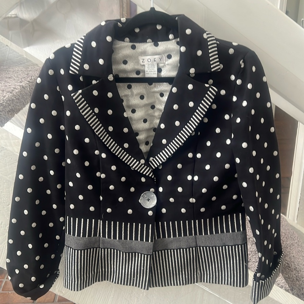 Black and silver metallic trimmed blazer 10